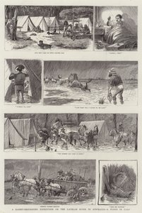 Une expédition de destruction de lapins sur la rivière Lachlan en Australie, une inondation au camp - William Ralston